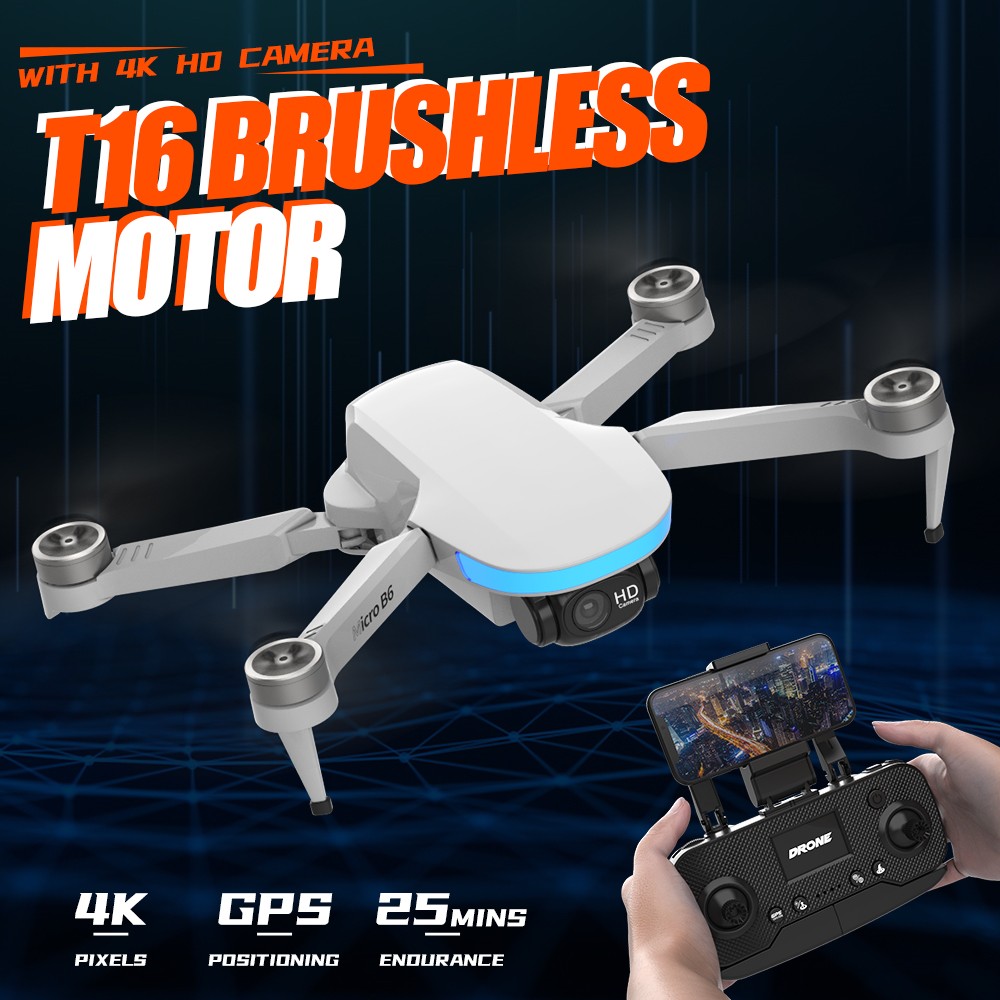 Flytec T16 RC Drone Long Time Flying Brushless Foldable GPS Quadcopter With 4K HD Camera - Three Batteries