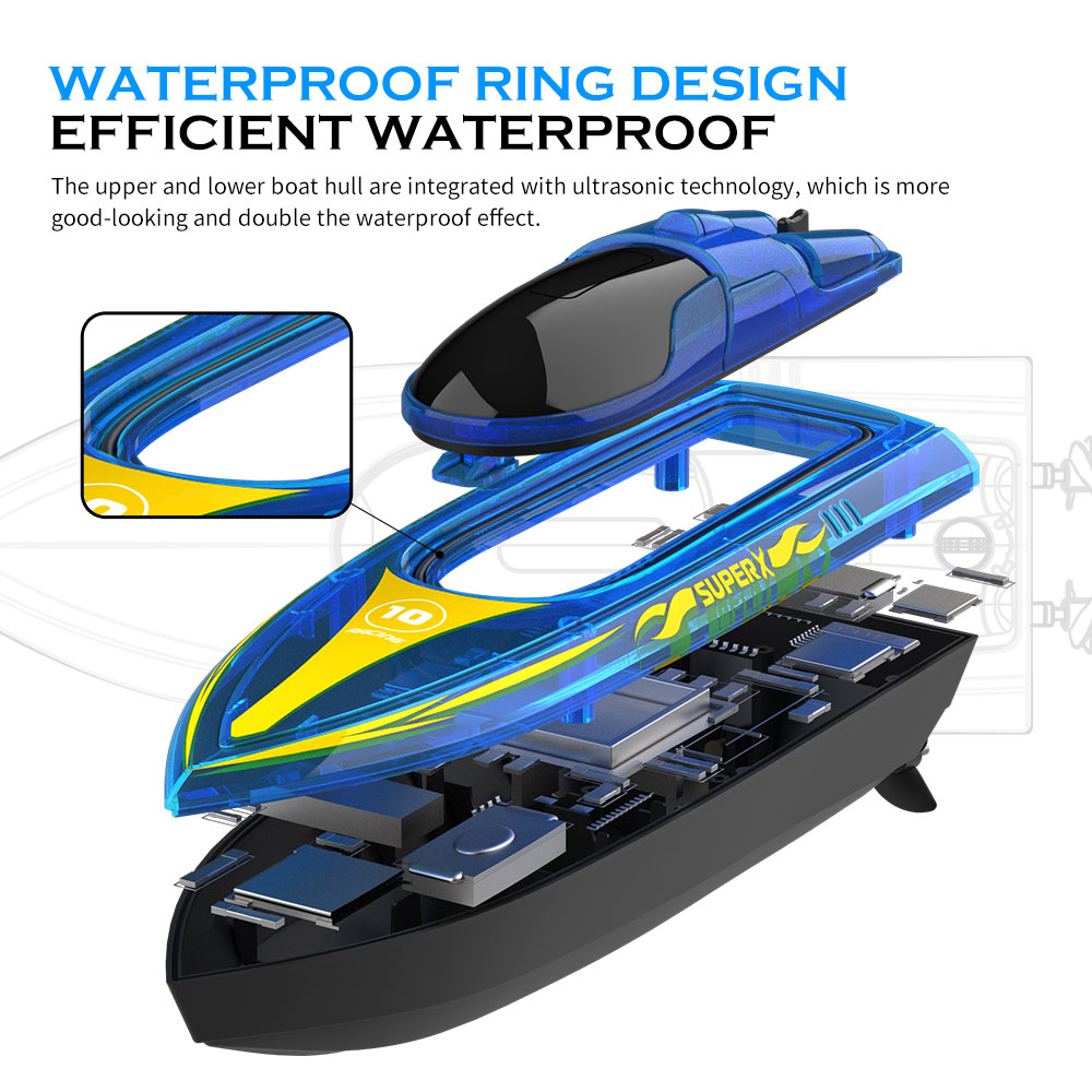 Flytec V555 2.4GHz Racing RC Boats 15KM/H With Transparent Cover And Bright LED Light Effect - Blue One Battery