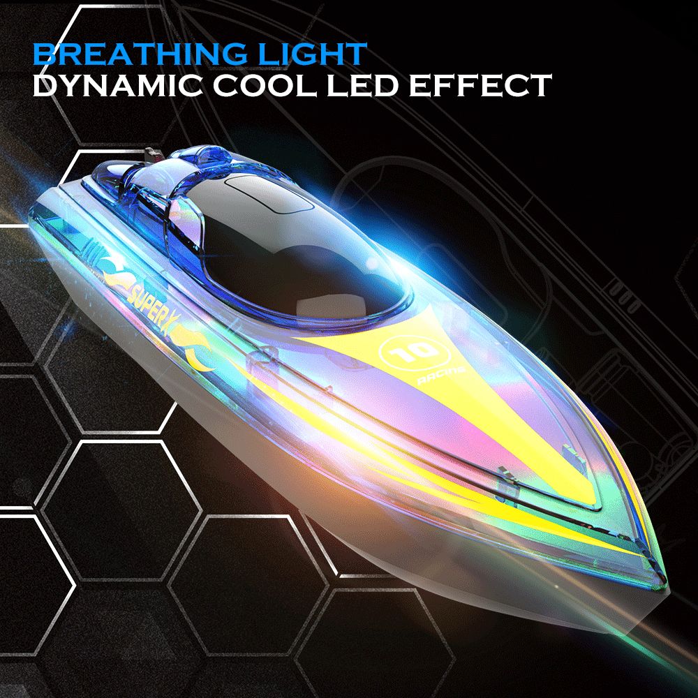 Flytec V555 2.4GHz Racing RC Boats 15KM/H With Transparent Cover And Bright LED Light Effect - Green One Battery