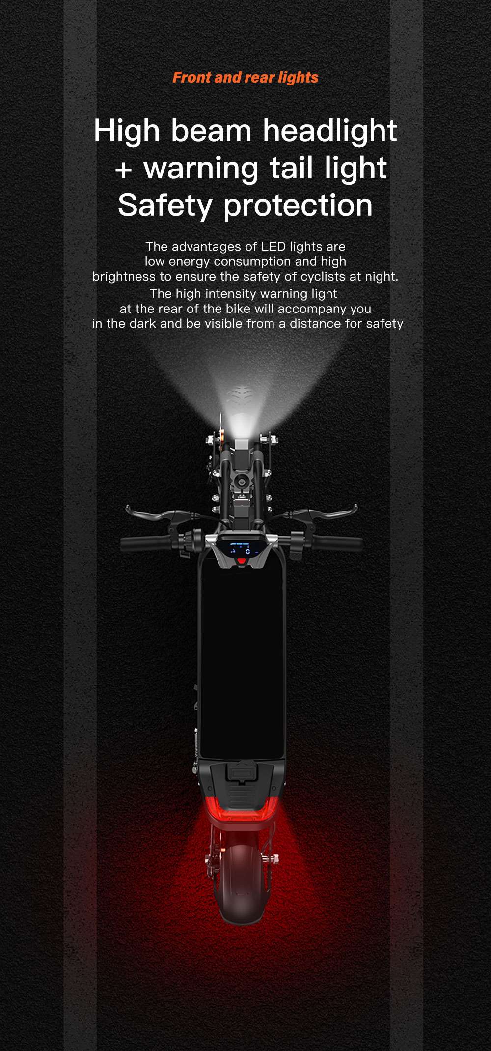 G63 Electric Scooter 1200W*2 Dual Motors 48V 20Ah Battery 55km/h Max Speed 50km Range 11' Pneumatic Off-road Tire Black