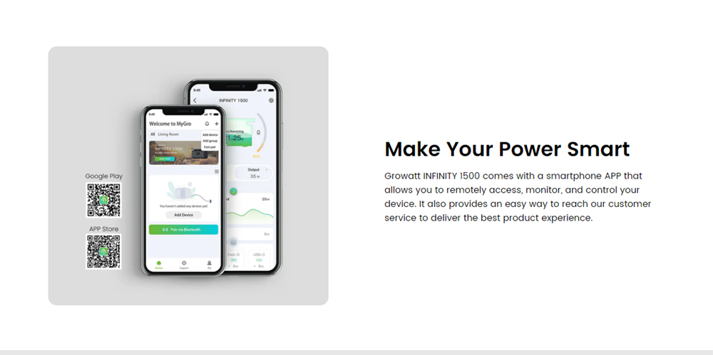 GROWATT Infinity 1500 Portable Power Station, 1512Wh Capacity 2000W AC Output, 12 Outlets, Wireless Charging, UPS Function, Smart APP Control