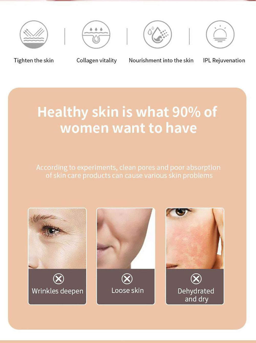 HS-989 RF Instrument Color Light Pulse Beauty Instrument, 80KHz Frequency, 5 LED Color Light Modes, 600mAh Battery - Red