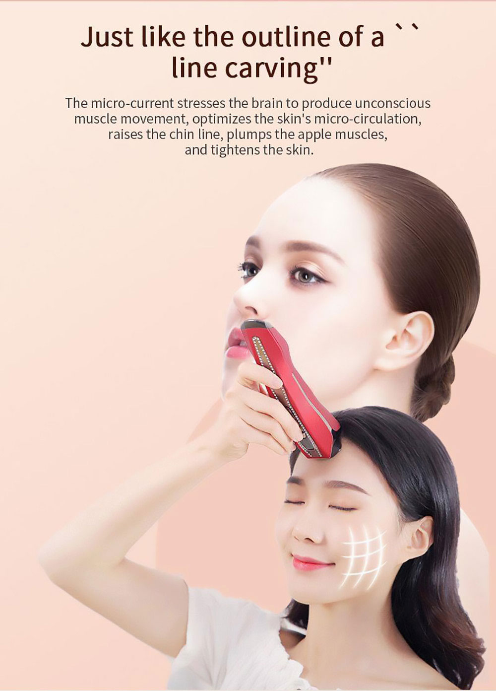 HS-989 RF Instrument Color Light Pulse Beauty Instrument, 80KHz Frequency, 5 LED Color Light Modes, 600mAh Battery - Red