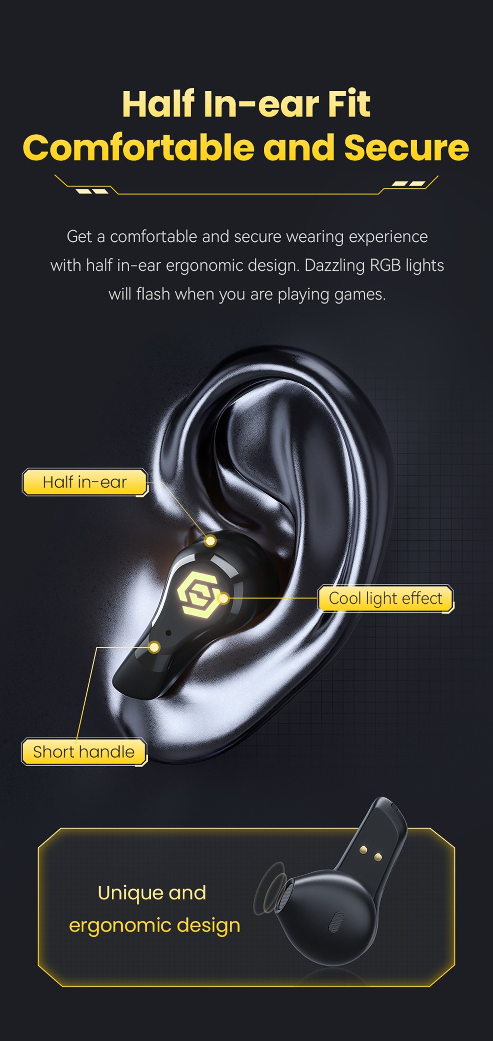 Haylou G3 TWS Earphone with RGB Light Professional Gaming Mode HD Voice Call Live Sound Quality