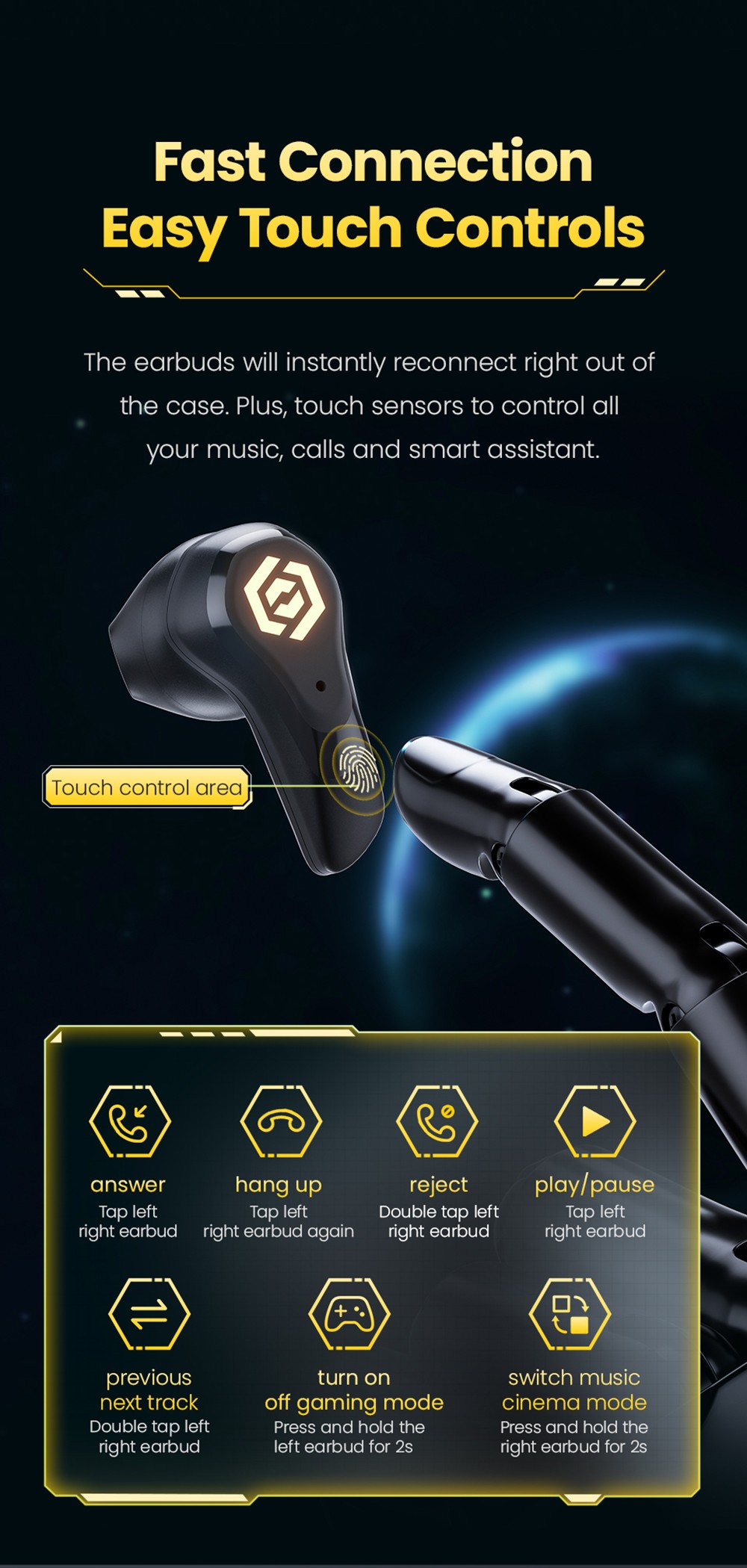 Haylou G3 TWS Earphone with RGB Light Professional Gaming Mode HD Voice Call Live Sound Quality