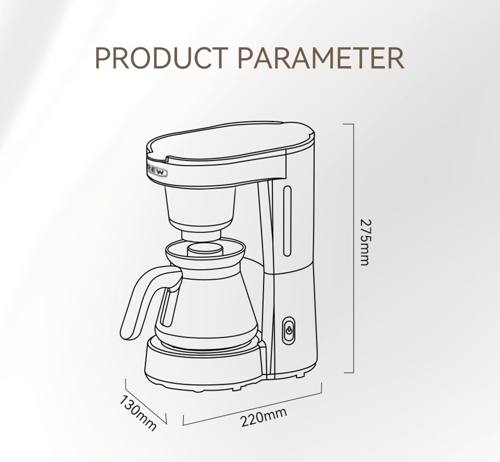 HiBREW H12 3-in-1 America Drip Coffee Machine, 700W Pour Over Tea Coffee Maker, 750ML Water Tank, Glass Teapot - White