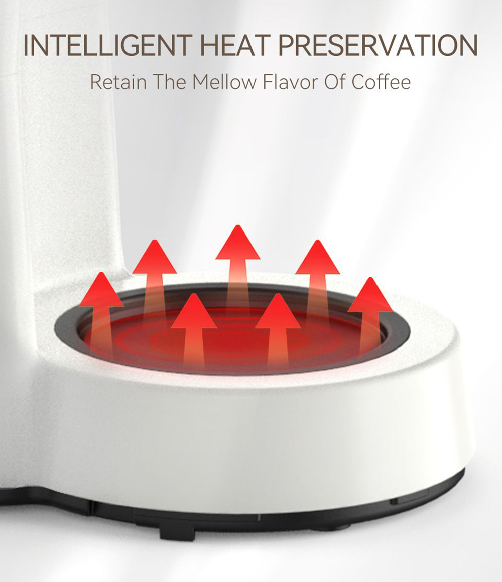 HiBREW H12 3-in-1 America Drip Coffee Machine, 700W Pour Over Tea Coffee Maker, 750ML Water Tank, Glass Teapot - White