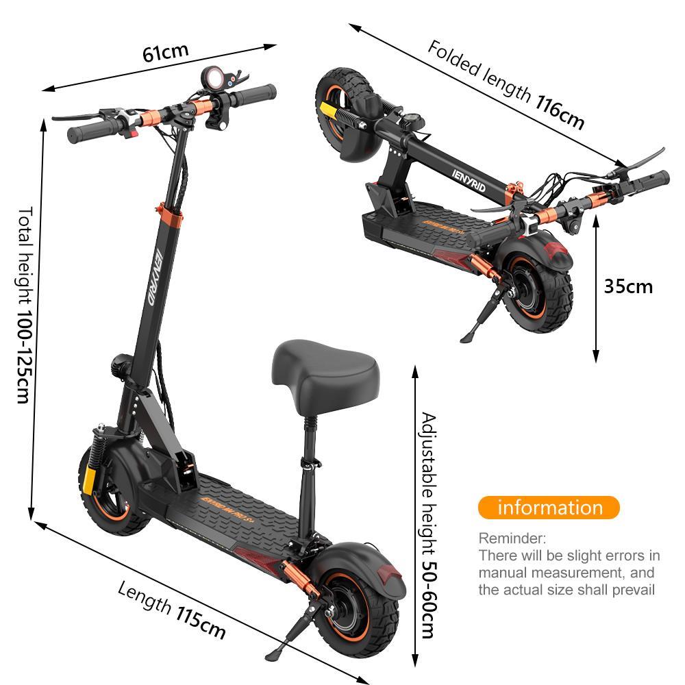 IENYRID M4ProS+ Electic Scooter 10'' Tire 800W Motor 10Ah Battery for 25-35km Mileage 150kg Load with Seat