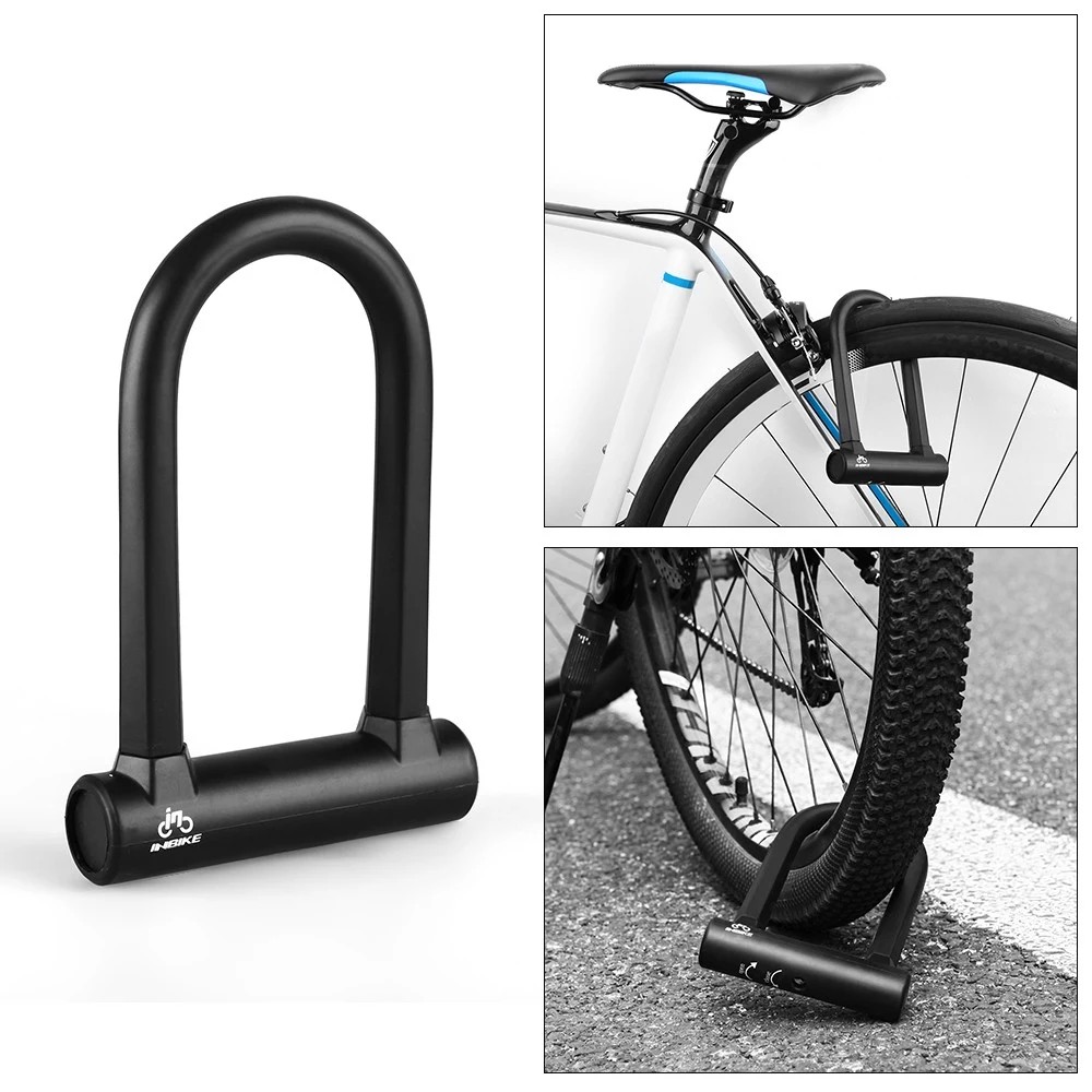 INBIKE UL319A Bike U Lock with Cable Anti Theft Bike Lock Heavy Duty Anti-shear Lock and Mounting Bracket with Keys