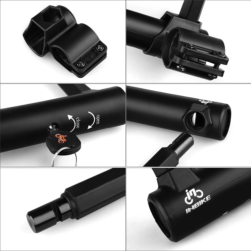 INBIKE UL319A Bike U Lock with Cable Anti Theft Bike Lock Heavy Duty Anti-shear Lock and Mounting Bracket with Keys