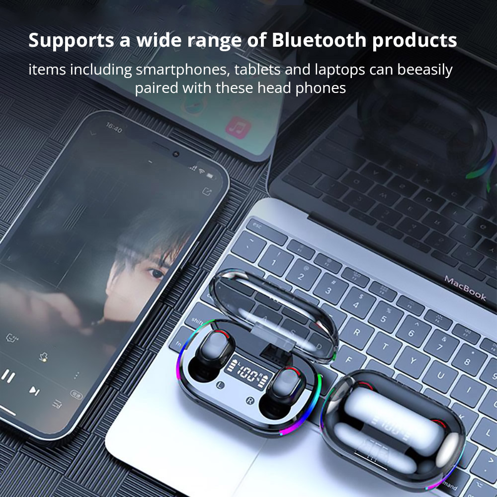 K10 TWS Earphone Wireless Bluetooth 5.3 Stereo Touch Control Noise Cancelling Gaming Headset