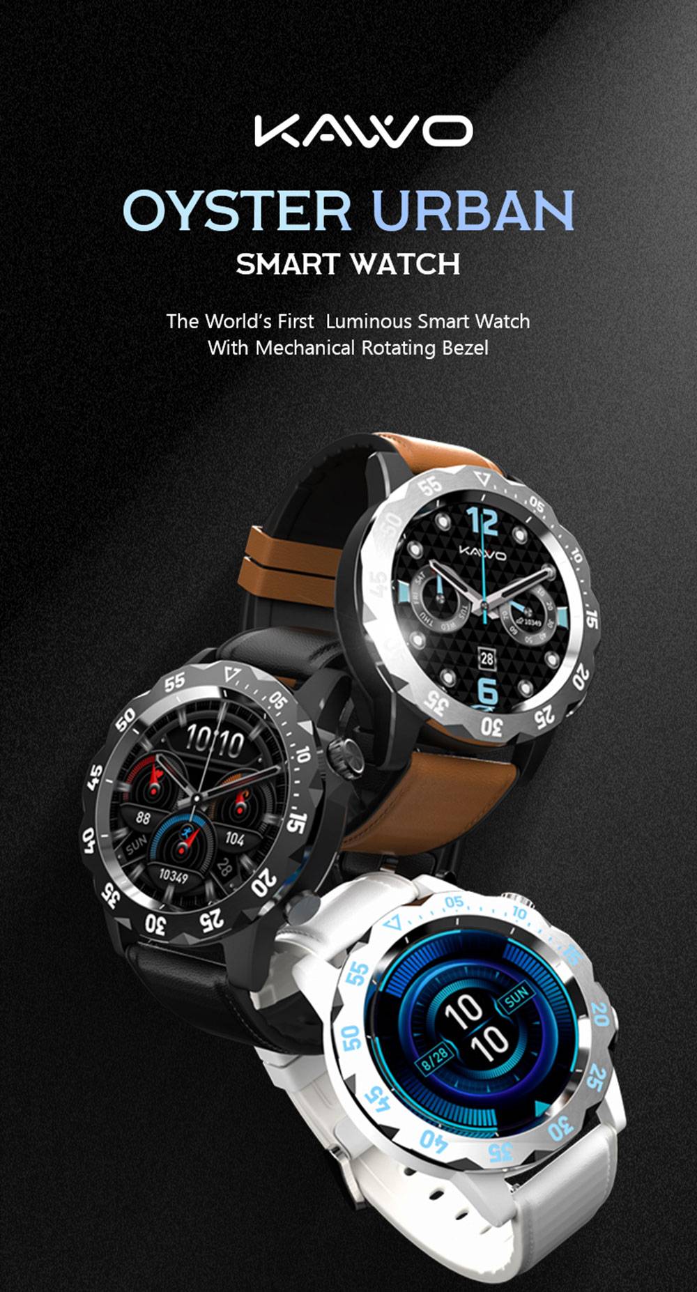 KAVVO Oyster Urban O1EL Smartwatch, Bluetooth Calling Watch, 1.32'' TFT Screen, 24h Heart Rate, Blood Oxygen - Grey