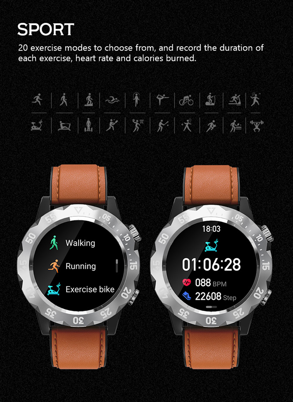 KAVVO Oyster Urban O1EL Smartwatch, Bluetooth Calling Watch, 1.32'' TFT Screen, 24h Heart Rate, Blood Oxygen - Grey