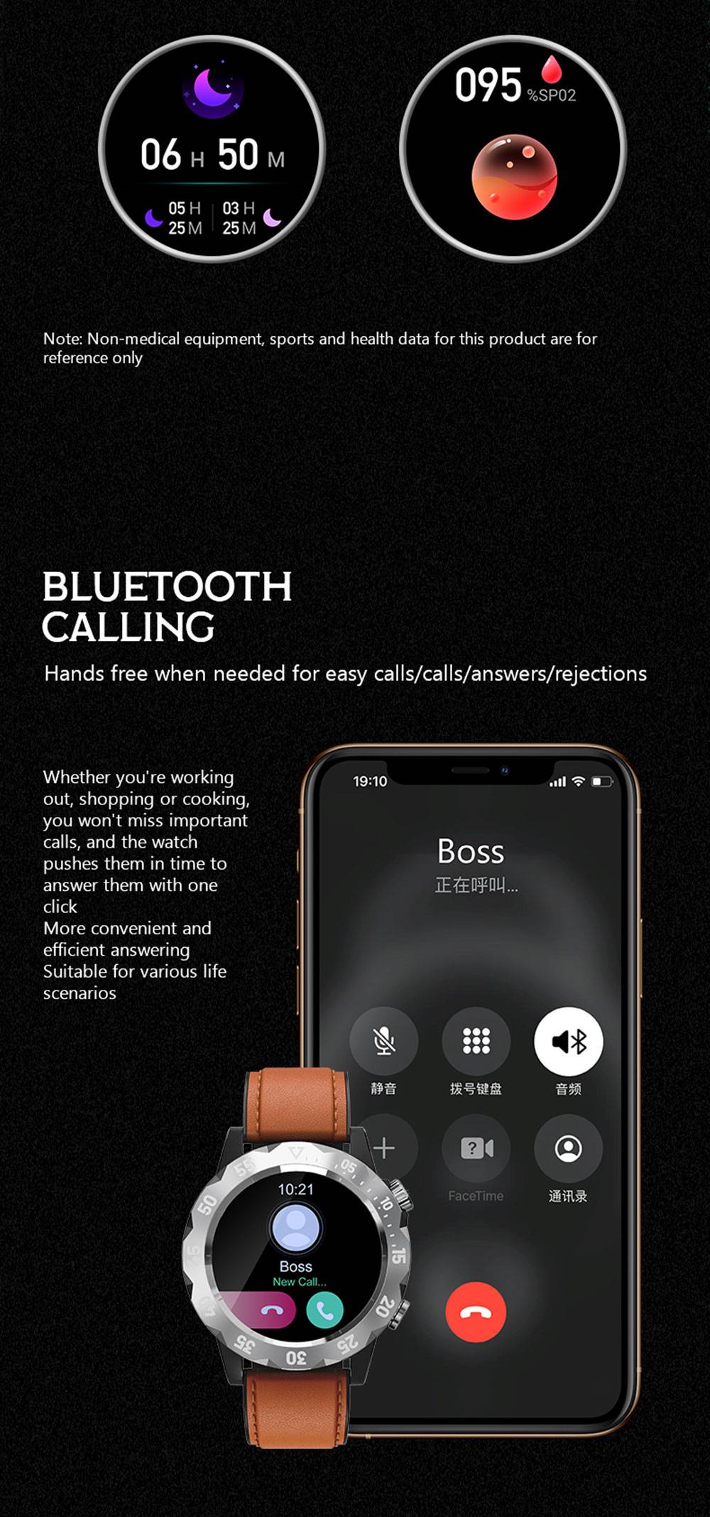 KAVVO Oyster Urban O1EL Smartwatch, Bluetooth Calling Watch, 1.32'' TFT Screen, 24h Heart Rate, Blood Oxygen - Grey