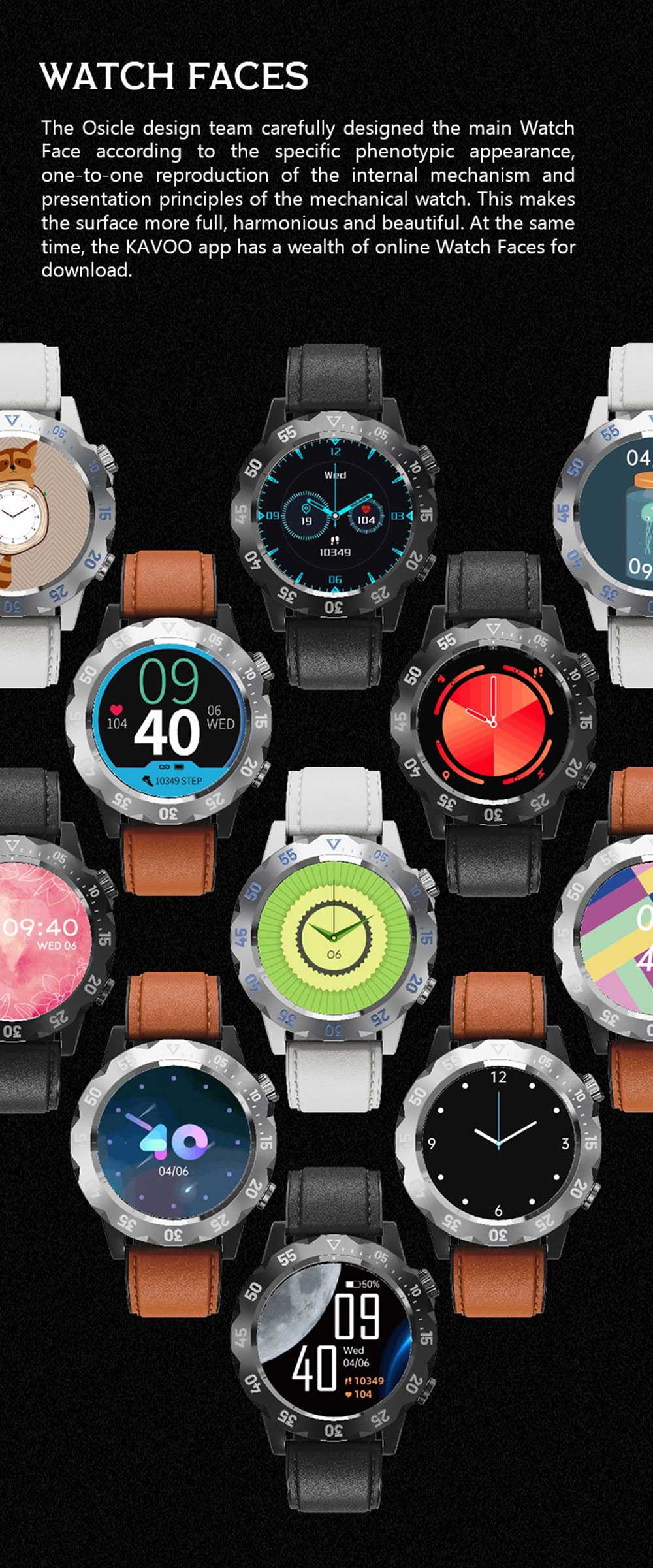 KAVVO Oyster Urban O1EL Smartwatch, Bluetooth Calling Watch, 1.32'' TFT Screen, 24h Heart Rate, Blood Oxygen - Grey