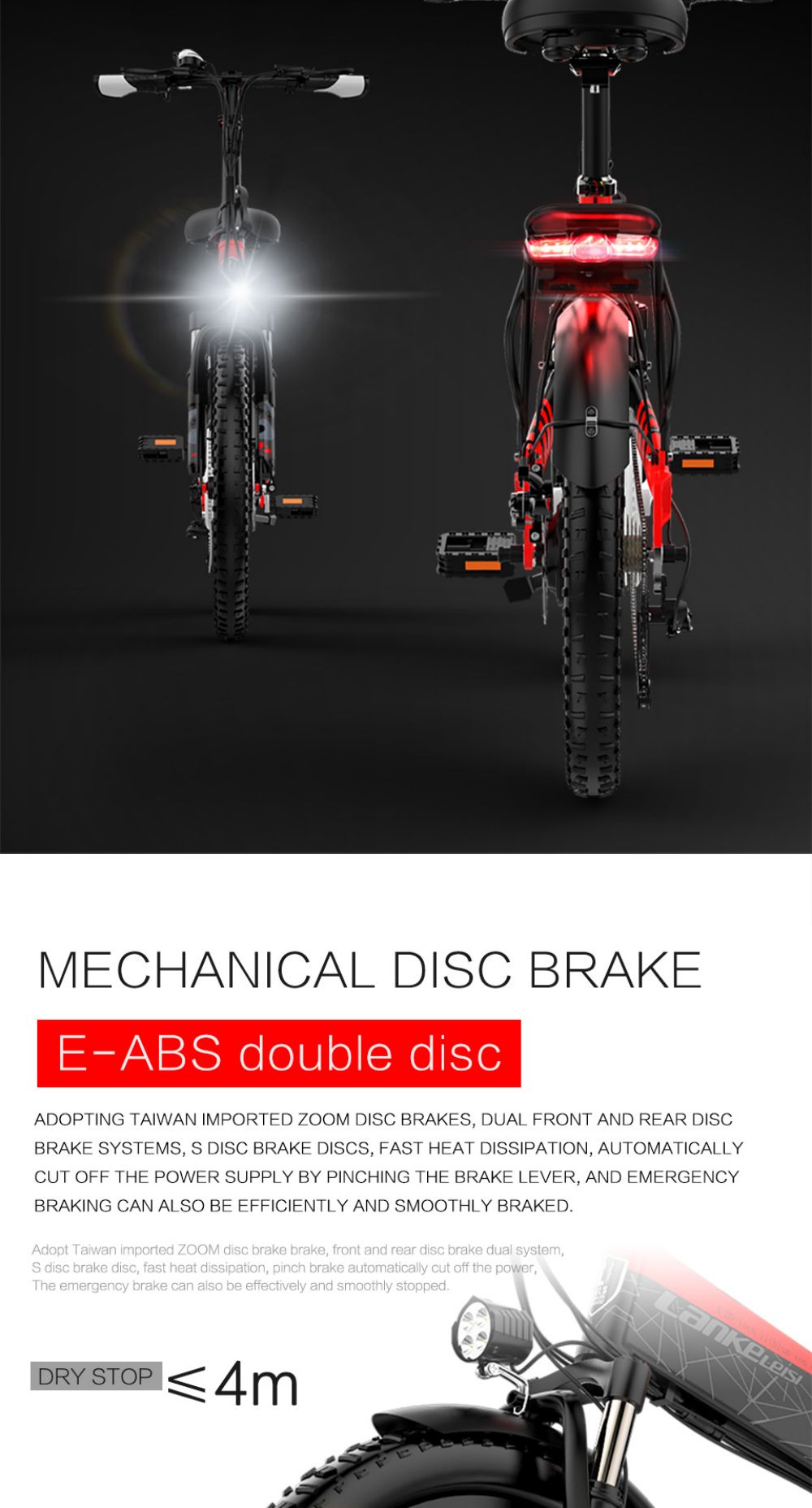 LANKELEISI G650 Electric Folding Bike 400W Motor 14.5Ah Battery 20 inch Tire for Commuting - Red