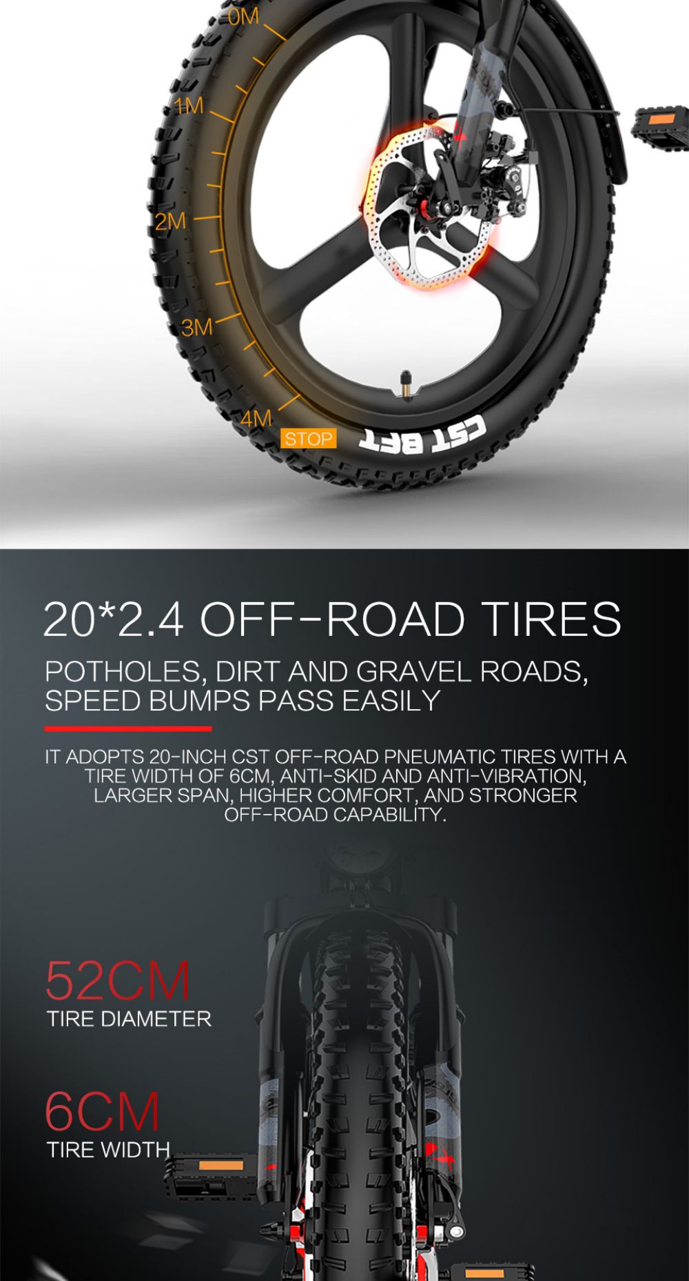 LANKELEISI G650 Electric Folding Bike 400W Motor 14.5Ah Battery 20 inch Tire for Commuting - Red