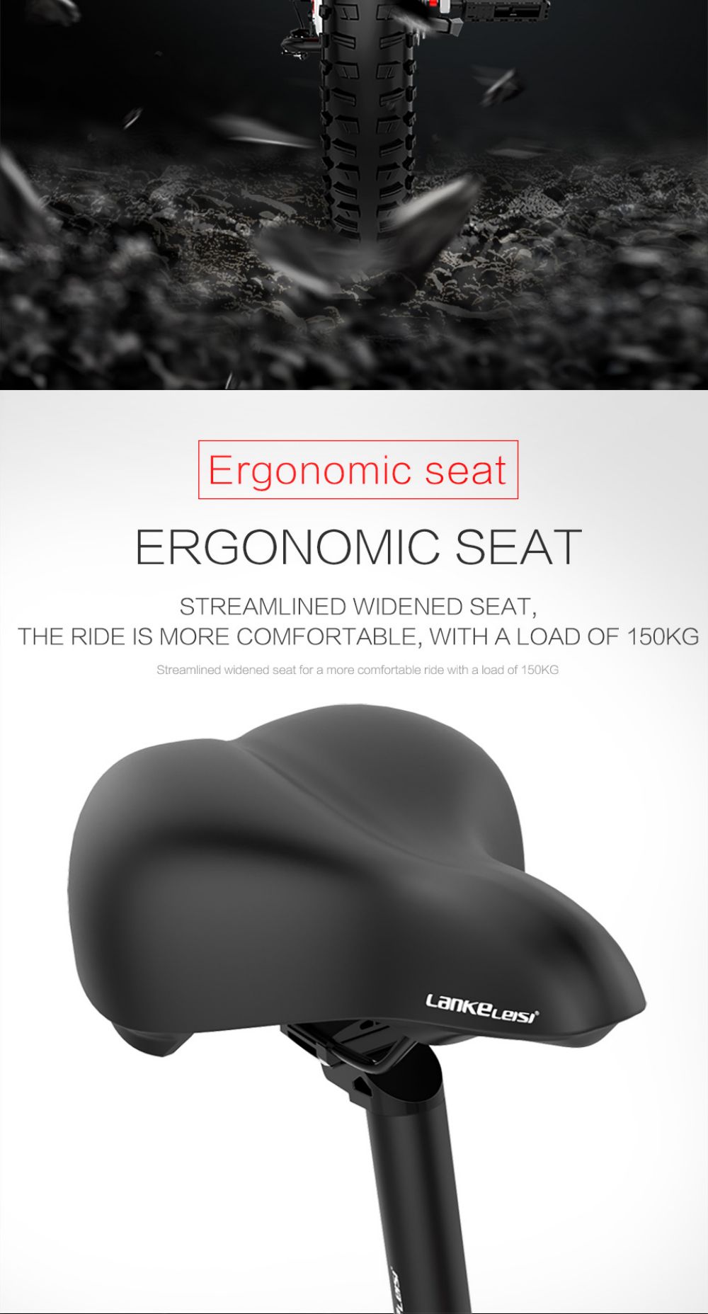 LANKELEISI G650 Electric Folding Bike 400W Motor 14.5Ah Battery 20 inch Tire for Commuting - Red