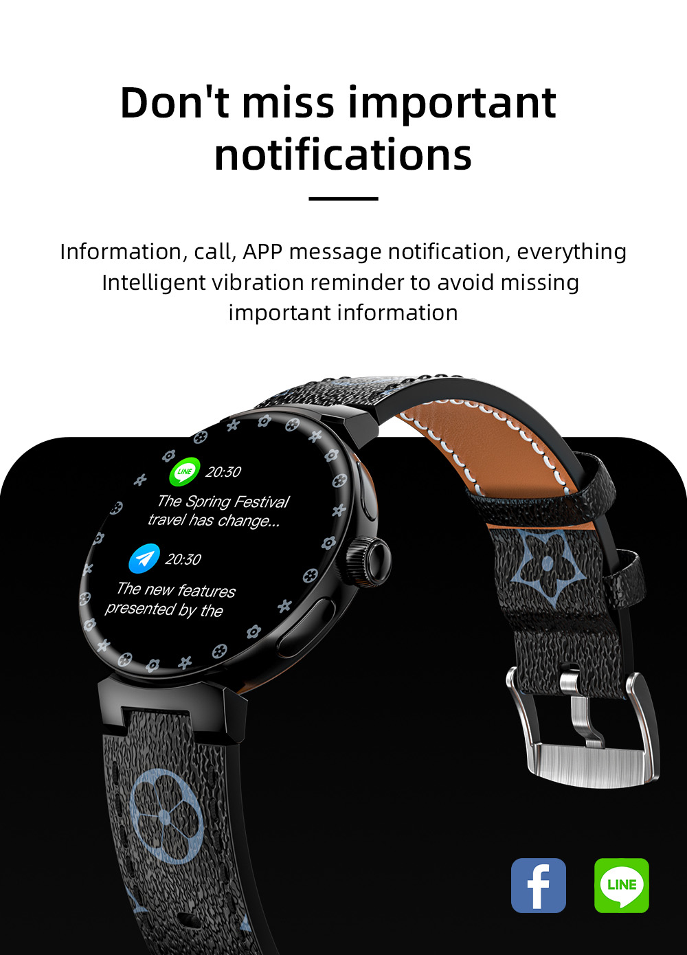 LOKMAT TIME PRO Smartwatch Bluetooth Calling Watch, 1.32'' IPS Screen,  Multi-sport Mode, Sleep  Detection - Brown