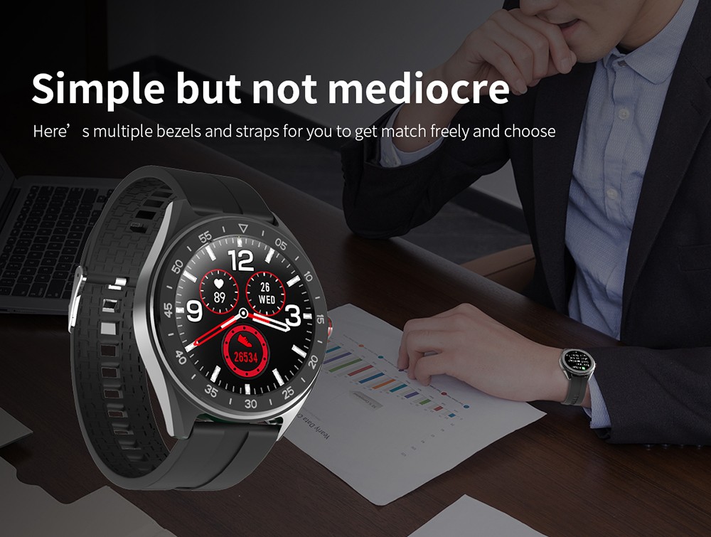 Lenovo R1 Smartwatch 1.3'' TFT Screen 7 Sport Modes, Sleeping & Heart Rate Monitor, DIY Design Watch, IP68 Waterproof - Black