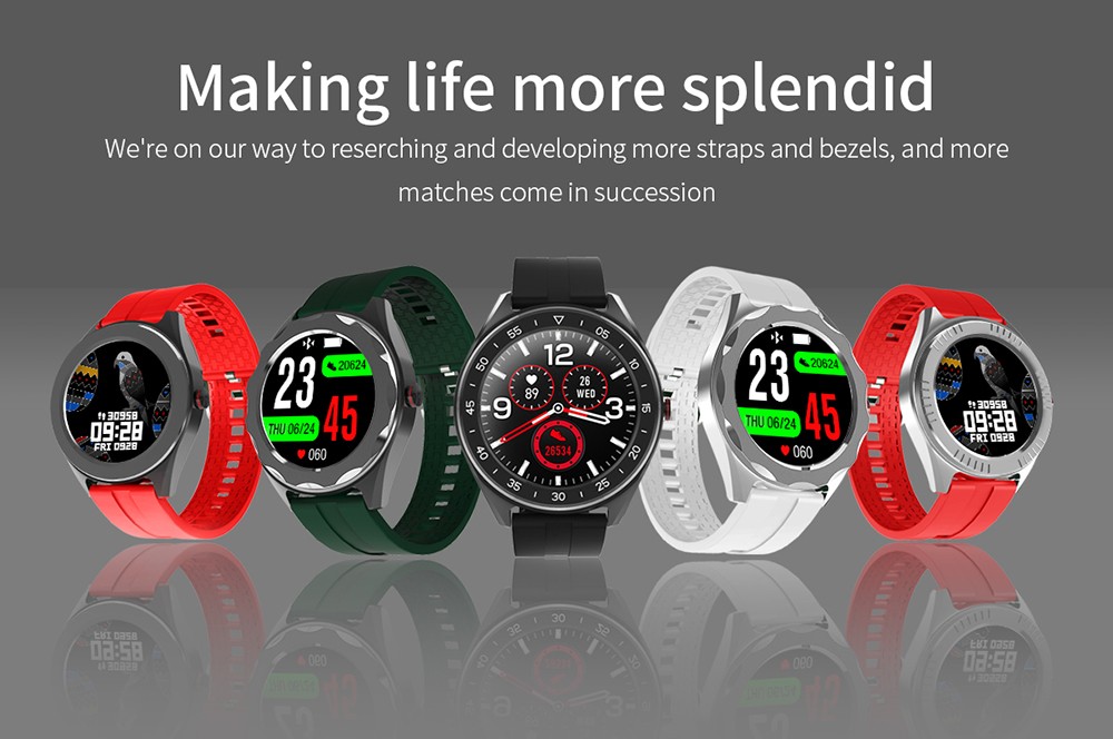 Lenovo R1 Smartwatch 1.3'' TFT Screen 7 Sport Modes, Sleeping & Heart Rate Monitor, DIY Design Watch, IP68 Waterproof - Black