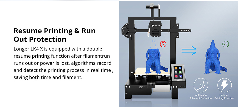 Longer LK4 X 3D Printer, Auto Leveling, 0.1mm Accuracy, 180mm/s Speed, 95% Pre-Assembled, Resume Printing, 32-Bit Open Source, 220x220x250mm