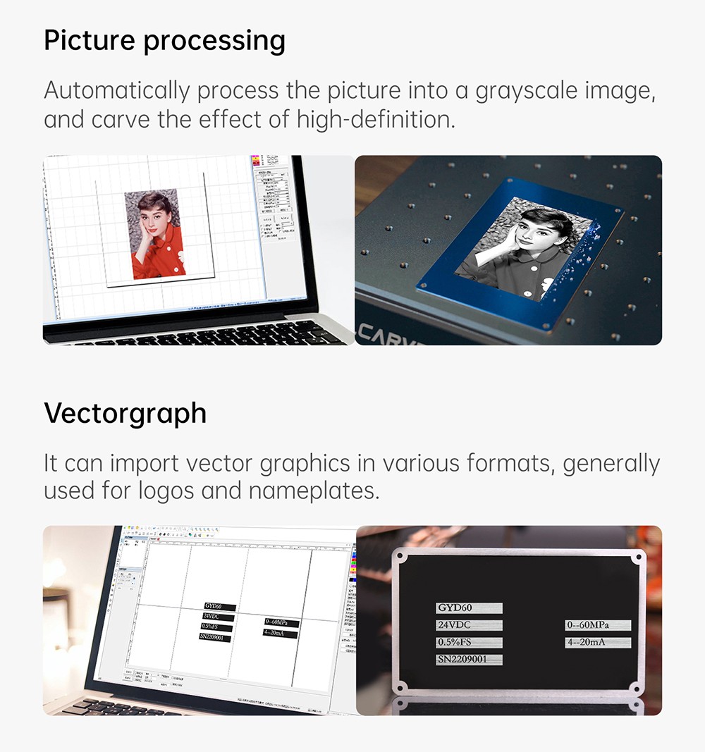 MR CARVE M4 Laser Engraver Cutter, 2W+5W Dual Laser, 0.001mm Accuracy, 10000mm/s Speed, 360 Degree Rotation Carving, Engraving All Materials, 70*70mm - UK Plug