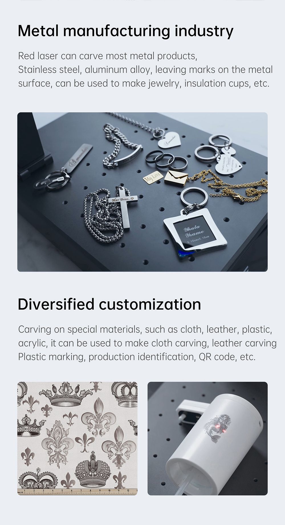 MR CARVE M4 Laser Engraver Cutter, 2W+5W Dual Laser, 0.001mm Accuracy, 10000mm/s Speed, 360 Degree Rotation Carving, Engraving All Materials, 70*70mm - UK Plug