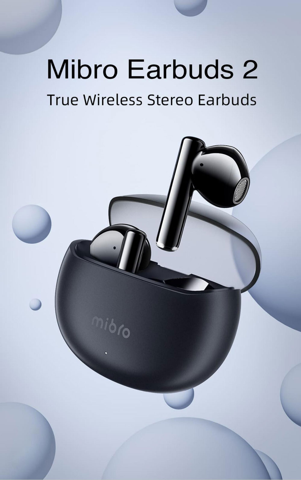 Mibro Earbuds 2 TWS True Wireless Stereo Earbuds, Bluetooth 5.3, AI Noise Cancellation - Black 8 Mibro Earbuds 2 TWS True Wireless Stereo Earbuds, Bluetooth 5.3, AI Noise Cancellation - Black
