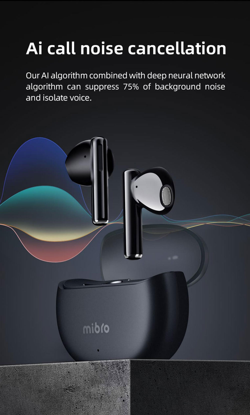 Mibro Earbuds 2 TWS True Wireless Stereo Earbuds, Bluetooth 5.3, AI Noise Cancellation - Black 13 Mibro Earbuds 2 TWS True Wireless Stereo Earbuds, Bluetooth 5.3, AI Noise Cancellation - Black