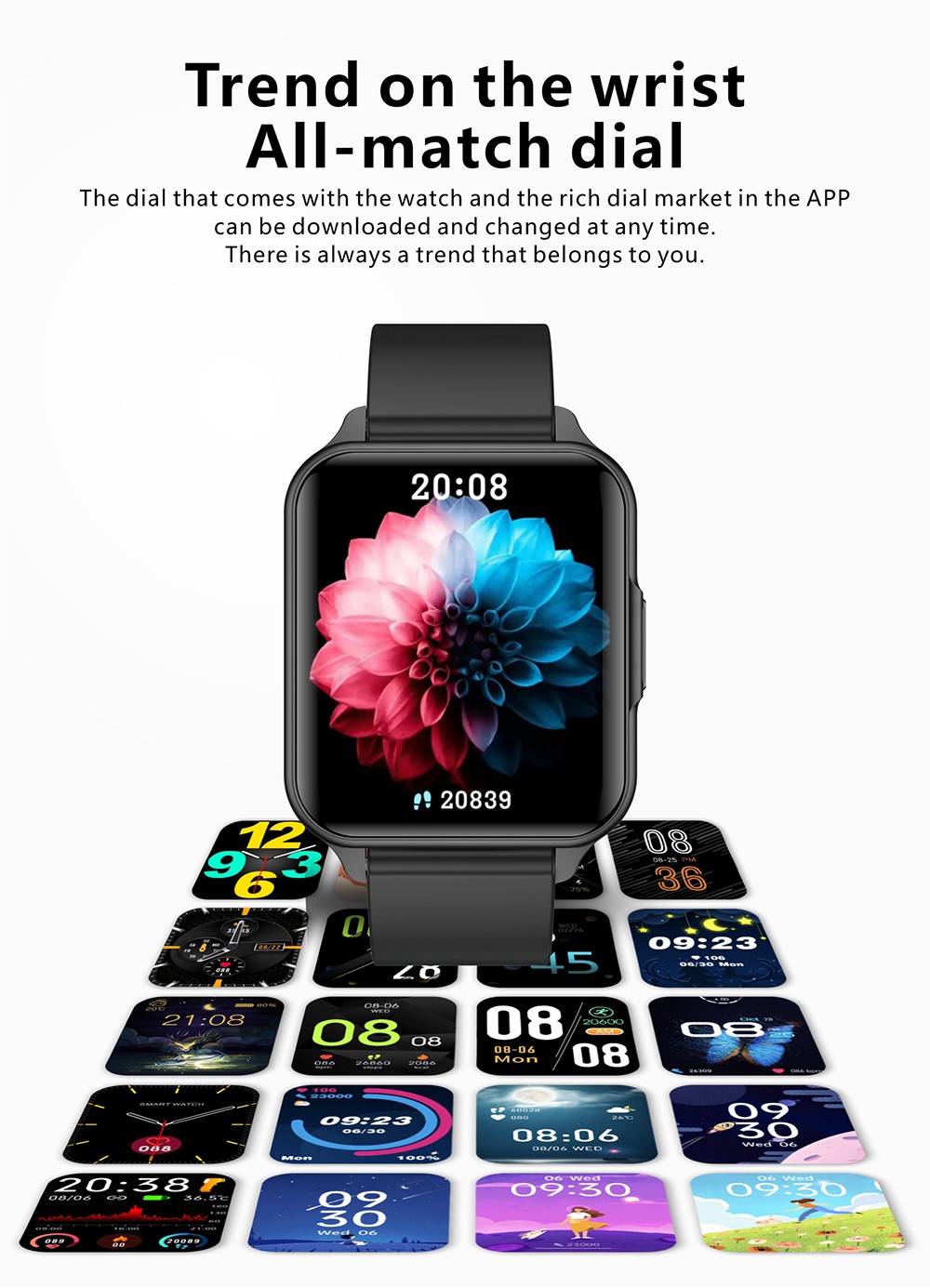 Q26 Pro Smartwatch 1.83'' TFT Screen BT5.0 Sports Bracelet 24 Sports Modes Health Monitor 200mAh Battery - Black