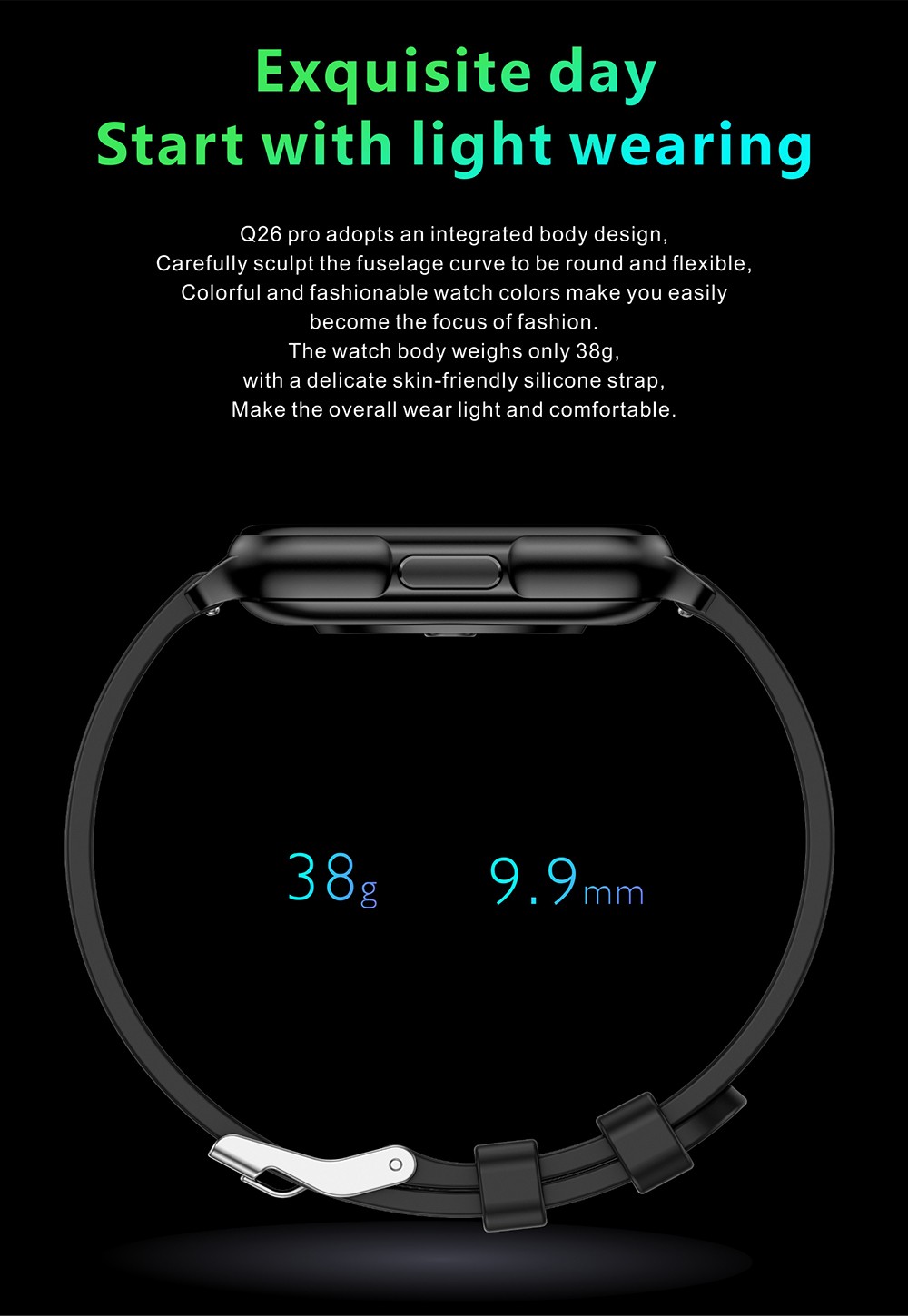 Q26 Pro Smartwatch 1.83'' TFT Screen BT5.0 Sports Bracelet 24 Sports Modes Health Monitor 200mAh Battery - Grey