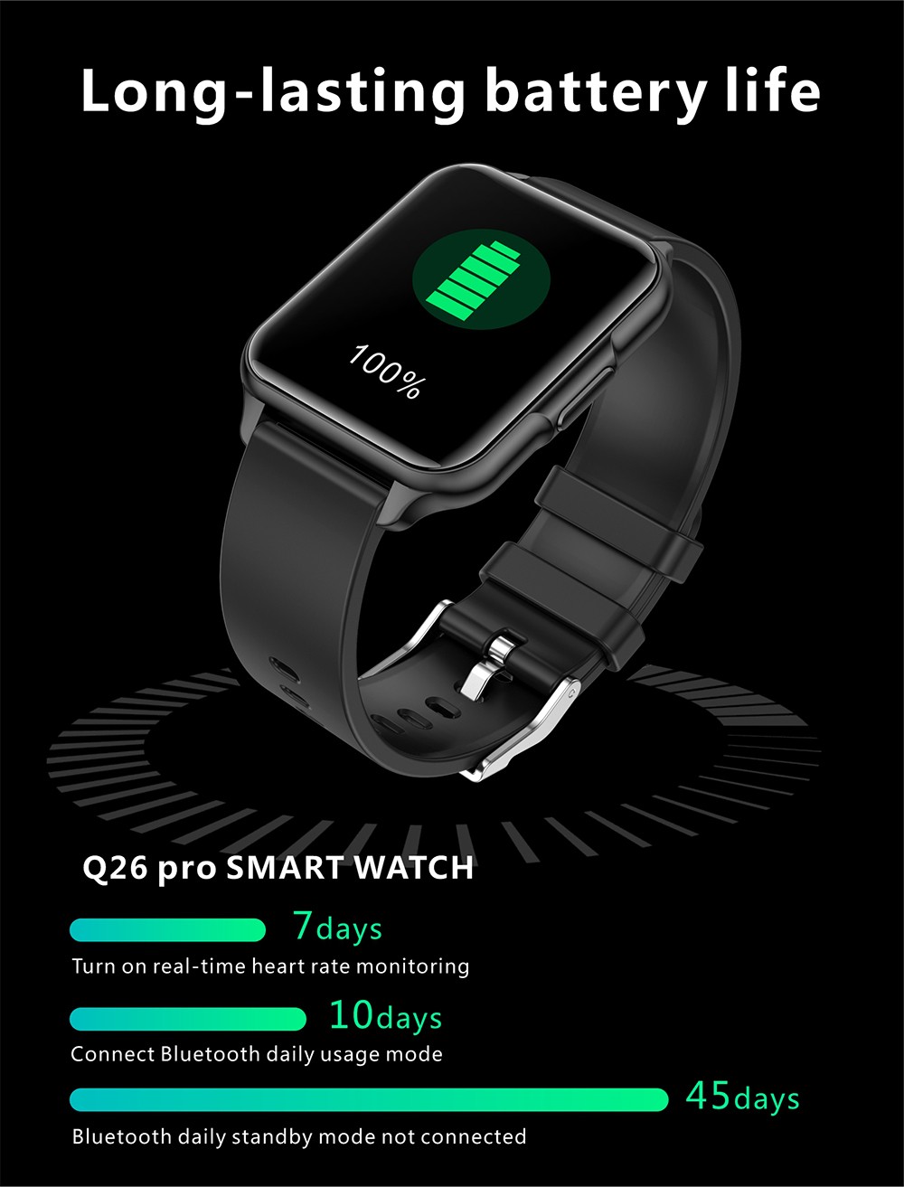 Q26 Pro Smartwatch 1.83'' TFT Screen BT5.0 Sports Bracelet 24 Sports Modes Health Monitor 200mAh Battery - Pink