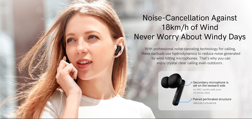 QCY T13 ANC TWS Earbuds, Smart Noise Canceling Adjustment, Bluetooth 5.3, Up To 30h Playback