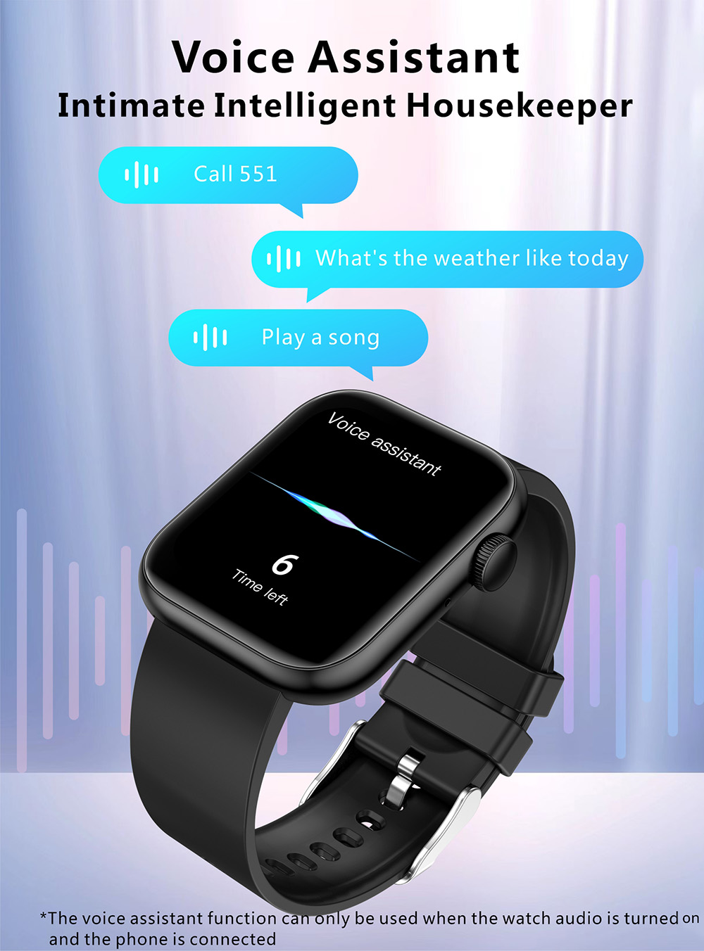 QX7 Smartwatch 1.85'' Large TFT Screen Bluetooth 5.2, Heart Rate Monitor, SpO2, Blood Pressure, 100+ Sports Modes - Blue