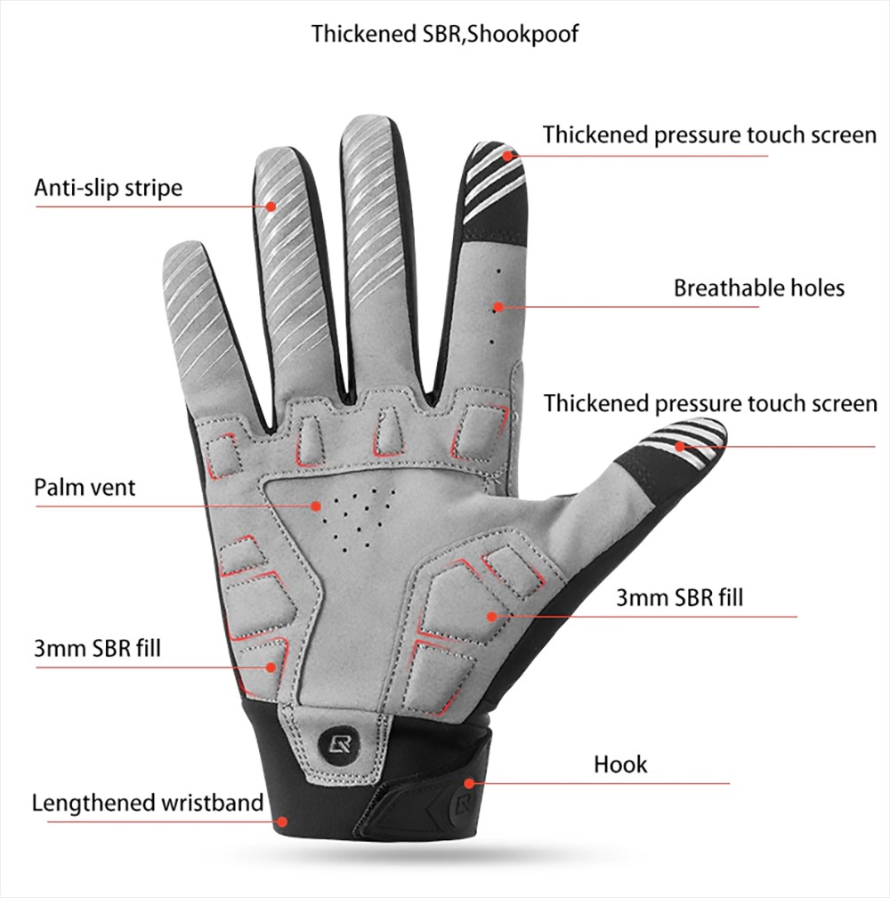 ROCKBROS Cycling Gloves Shockproof Wear Resistant Full Finger Windproof Gloves Breathable Lengthen Warm MTB Glove - 2XL 16 ROCKBROS Cycling Gloves Shockproof Wear Resistant Full Finger Windproof Gloves Breathable Lengthen Warm MTB Glove - 2XL