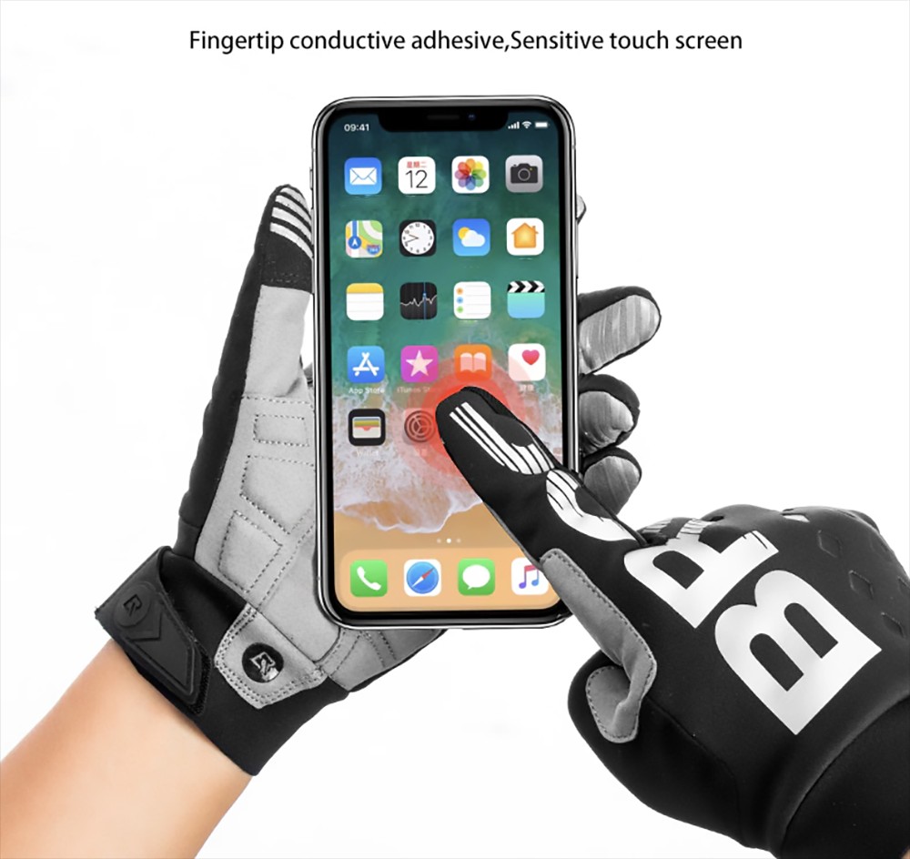 ROCKBROS Cycling Gloves Shockproof Wear Resistant Full Finger Windproof Gloves Breathable Lengthen Warm MTB Glove - S