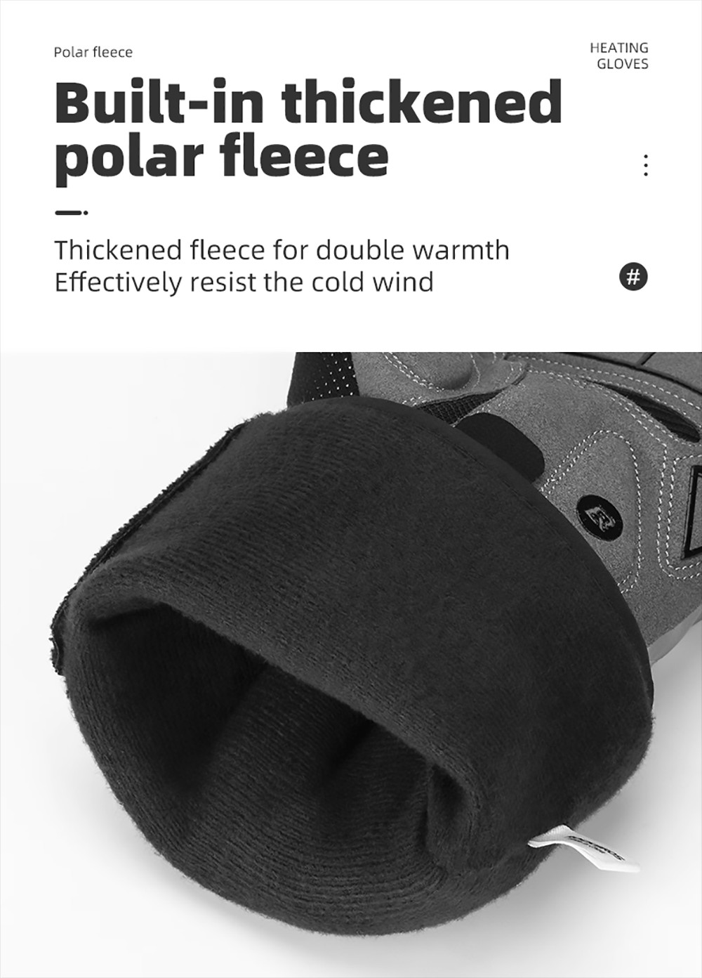 ROCKBROS Motorcycle Gloves Waterproof Heated Thermal Heated Gloves Touch Screen Battery Powered Cycling Skiing Gloves - L