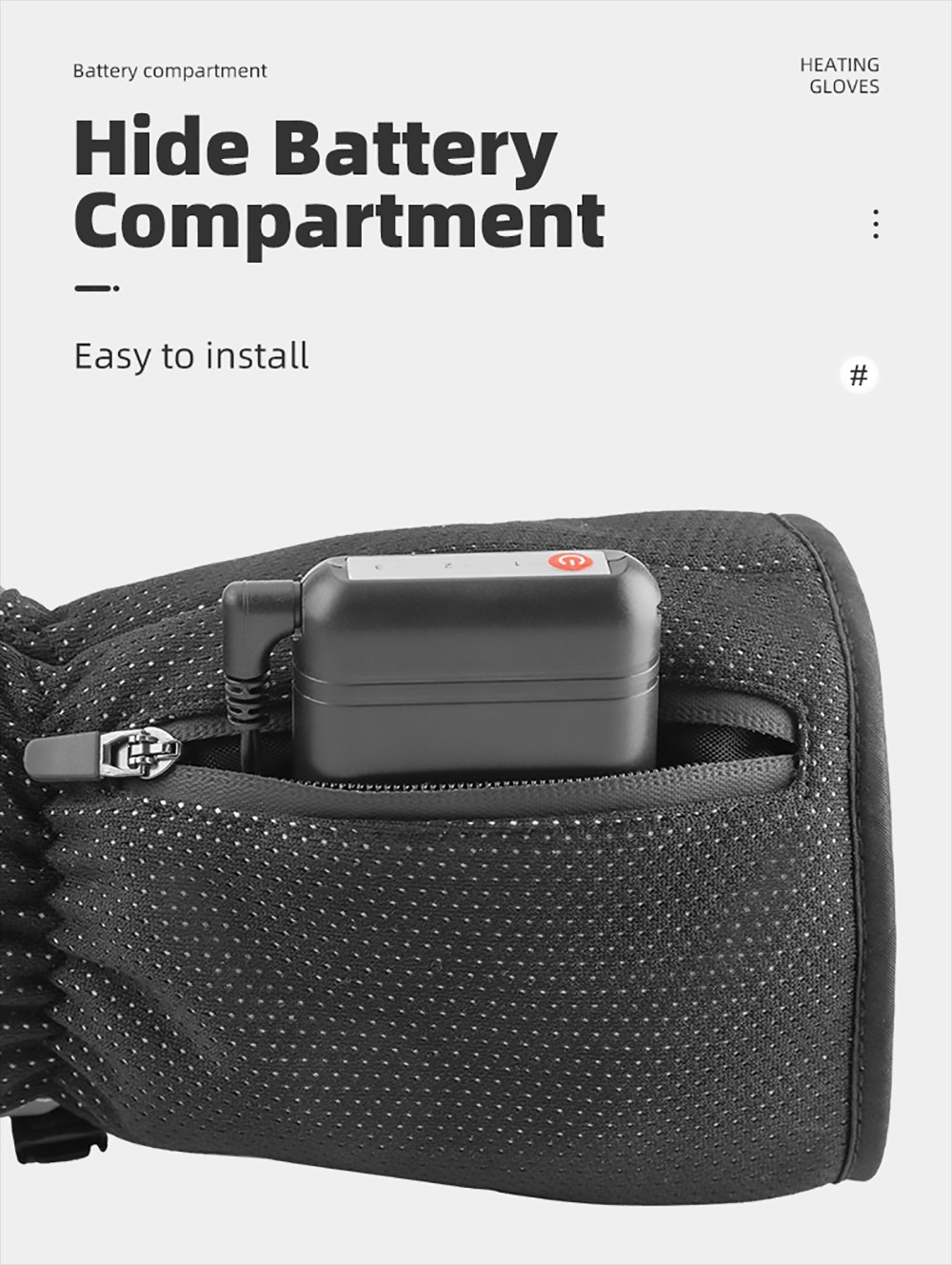 ROCKBROS Motorcycle Gloves Waterproof Heated Thermal Heated Gloves Touch Screen Battery Powered Cycling Skiing Gloves - L