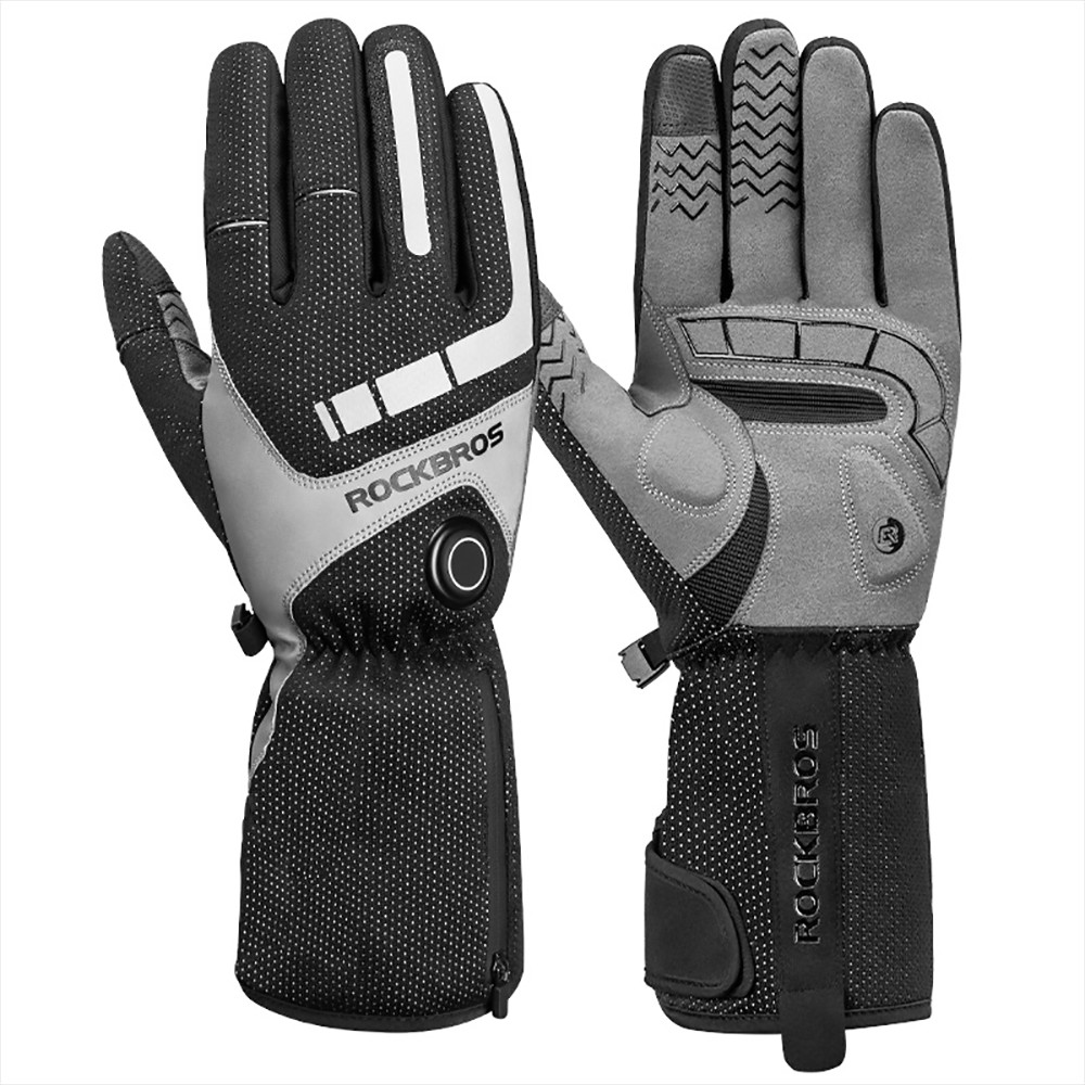 ROCKBROS Bicycles Bikes Motorcycle Gloves Waterproof Heated Thermal Heated Gloves Touch Screen Battery Powered Three Gears Adjustment Anti-Slip Cycling Skiing Climbing Gloves Winter Heating Gloves - M 29 ROCKBROS Motorcycle Gloves Waterproof Heated Thermal Heated Gloves Touch Screen Battery Powered Cycling Skiing Gloves - M