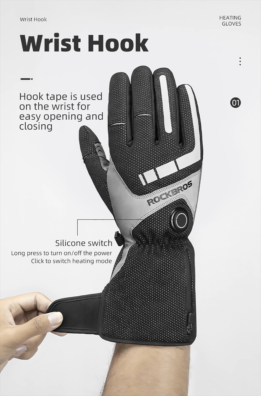 ROCKBROS Bicycles Bikes Motorcycle Gloves Waterproof Heated Thermal Heated Gloves Touch Screen Battery Powered Three Gears Adjustment Anti-Slip Cycling Skiing Climbing Gloves Winter Heating Gloves - M 15 ROCKBROS Motorcycle Gloves Waterproof Heated Thermal Heated Gloves Touch Screen Battery Powered Cycling Skiing Gloves - M