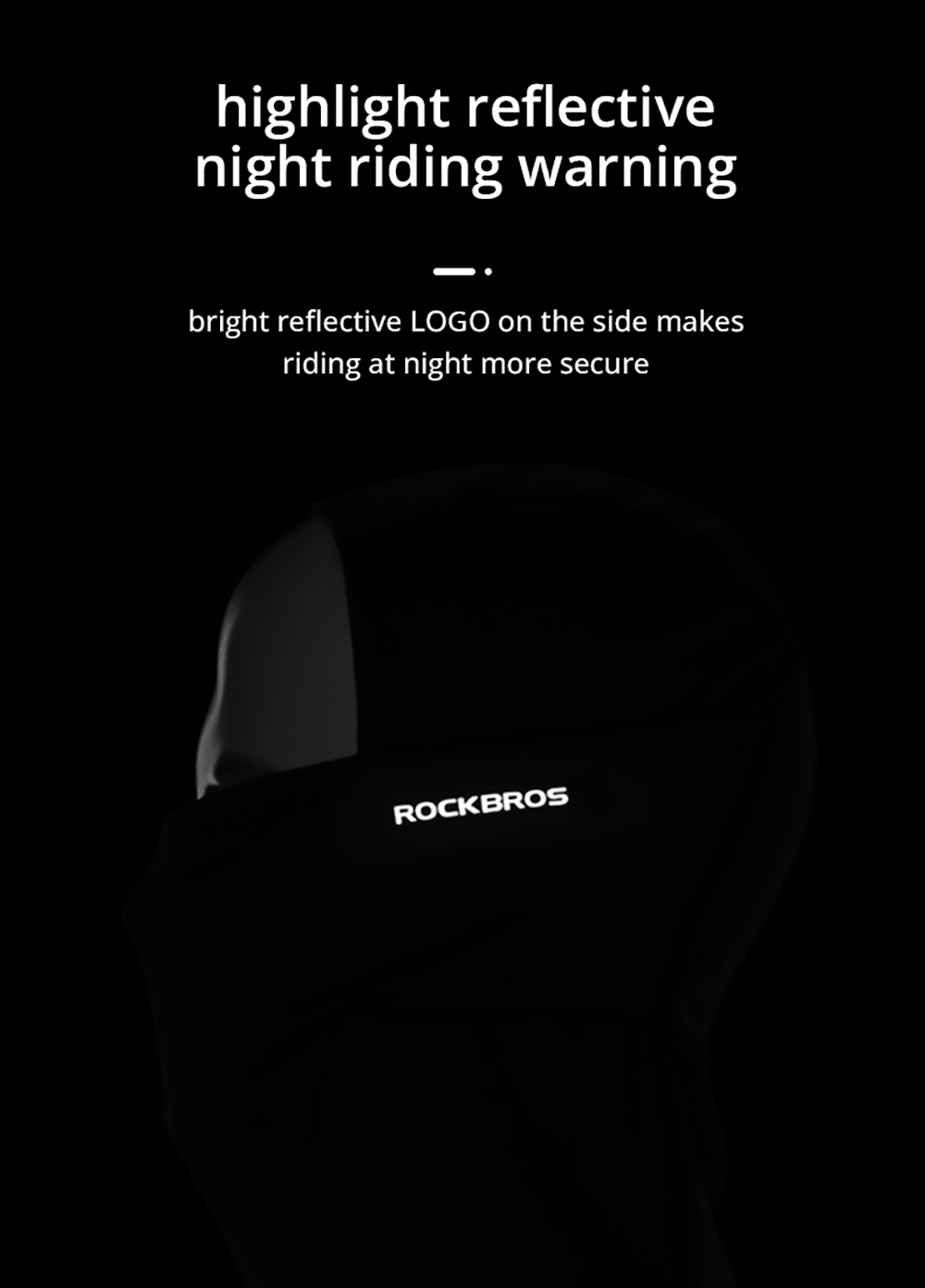 ROCKBROS Snowboard Face Mask Windproof Warm Outdoor Thermal Fleece Ski Mask Breathable Unisex for Camping, Skiing - Black