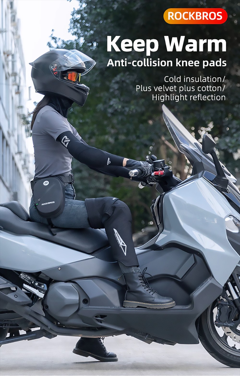 ROCKBROS Winter Motorcycle Knee Pad Anti-collision Motor Biker Kneepad Windproof Thermal Moto Cross Riding Protection