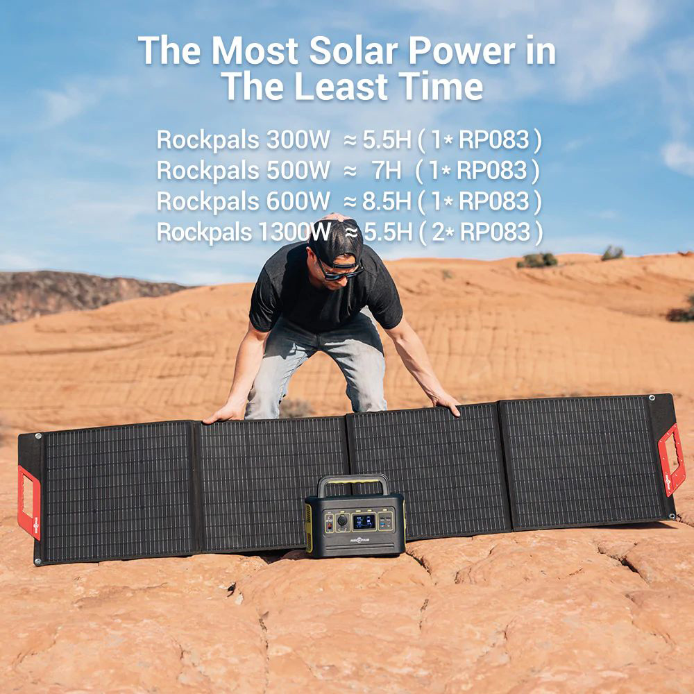 ROCKPALS RP085 200W Portable Foldable Solar Panel, 23.5% High Efficiency, IP65 Waterproof