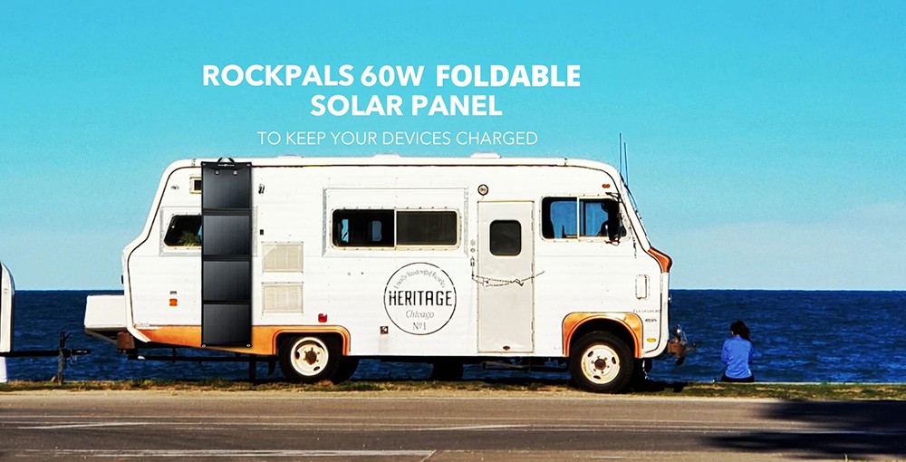 ROCKPALS SP002 60W Foldable Solar Panel, 21.5%-23.5% High Efficiency, Waterproof, Support Parallel