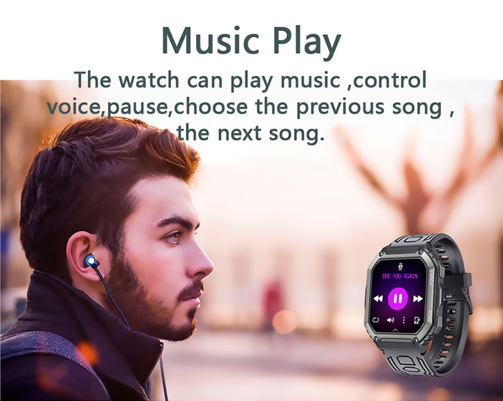 SENBONO C20S Smartwatch 1.8'' Screen BT5.0 GPS Voice Assistant Heart Rate, Blood Pressure, SpO2 Monitor - Black