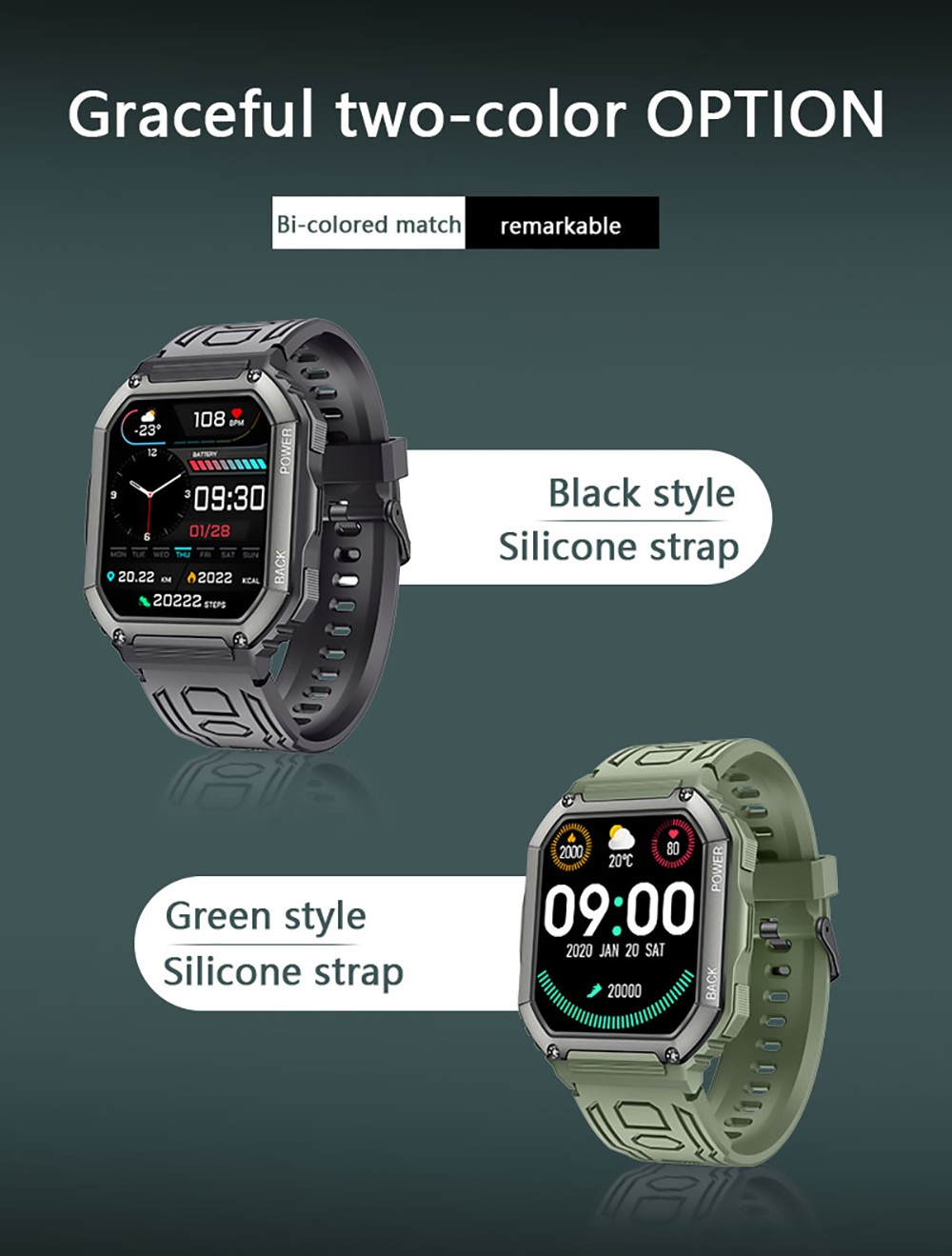 SENBONO C20S Smartwatch 1.8'' Screen Green