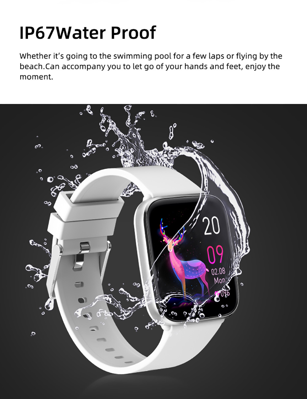 SENBONO G12Pro Smartwatch Body Temperature Version 1.69'' Full Touch Screen BT5.1 Heart Rate, Blood Oxygen - Black