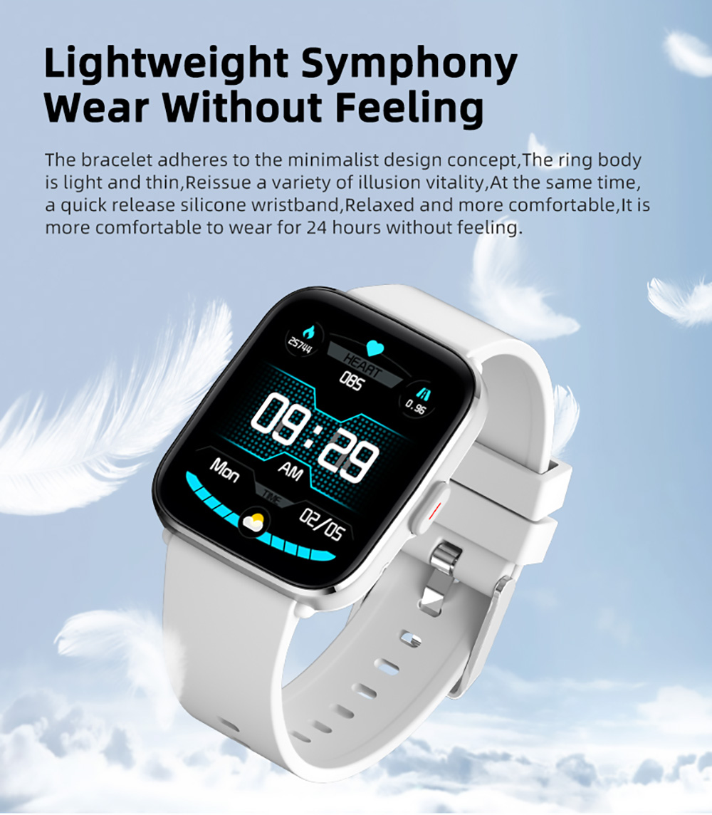 SENBONO G12Pro Smartwatch Body Temperature Version 1.69'' Full Touch Screen BT5.1 Heart Rate, Blood Oxygen - Black