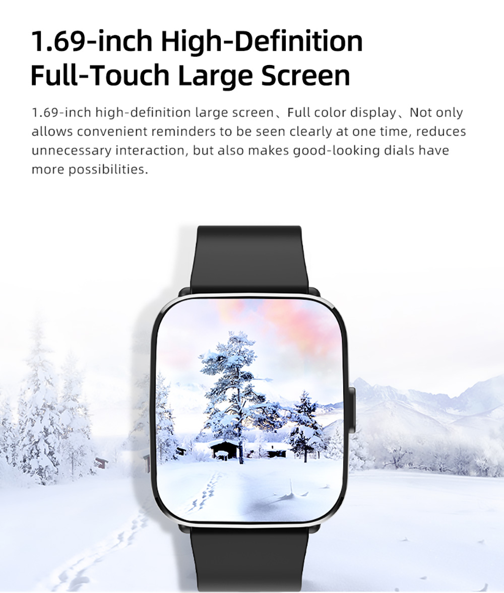 SENBONO G12Pro Smartwatch Body Temperature Version 1.69'' Full Touch Screen BT5.1 Heart Rate, Blood Oxygen - Black